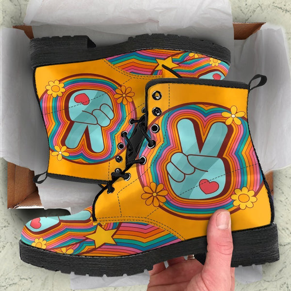 Combat Boots - 70s Psychedelic Style #2| Custom Shoes