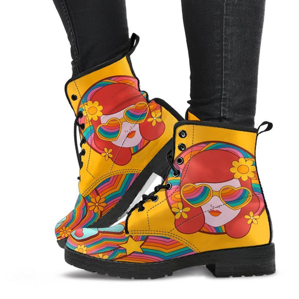 Combat Boots - 70s Psychedelic Style #3 | Custom Shoes Vegan