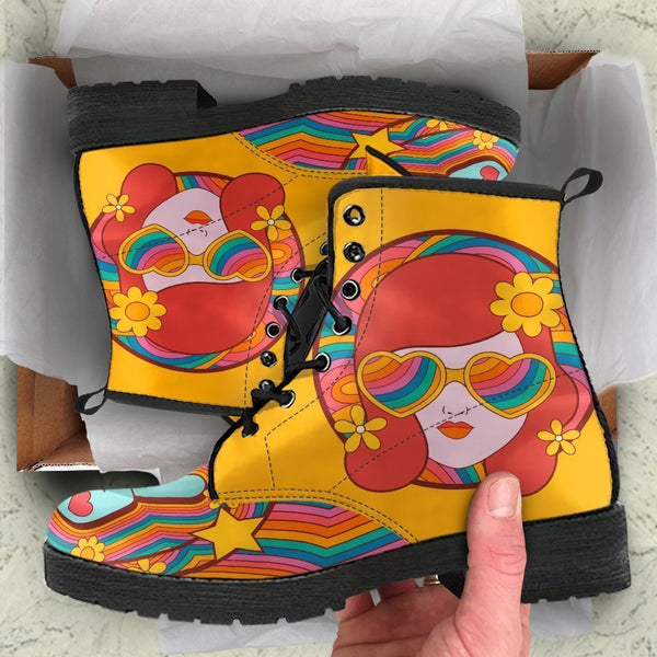 Combat Boots - 70s Psychedelic Style #3 | Custom Shoes Vegan