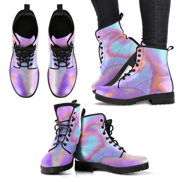 Combat Boots - Abstract Art | Purple Boots for Women Vegan 