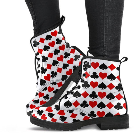 Combat Boots - Aces | White Boots Women Boho Shoes Handmade 