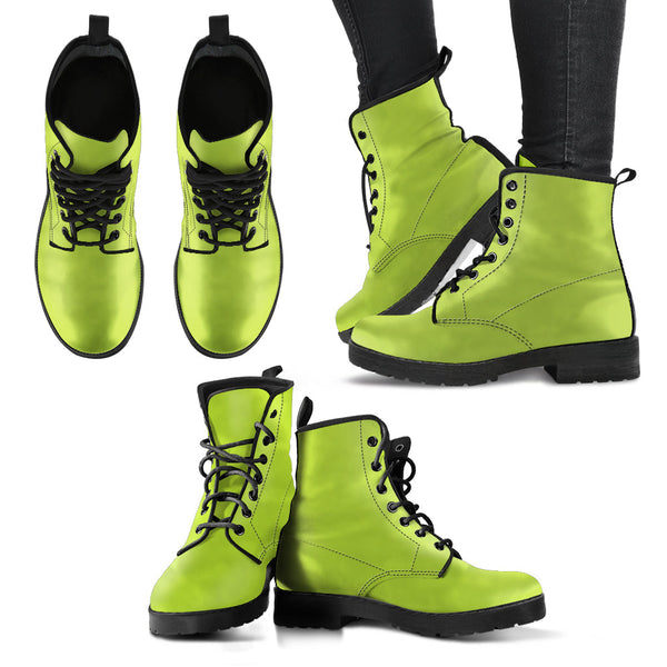 Combat Boots - Apple Green | Vegan Leather Lace Up Handmade 