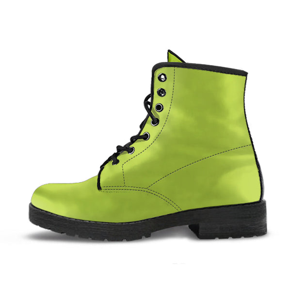 Combat Boots - Apple Green | Vegan Leather Lace Up Handmade 