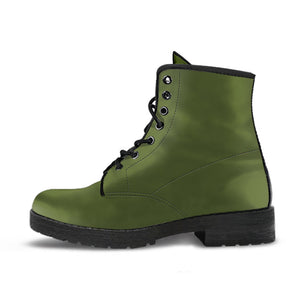 Combat Boots - Army Green | Vegan Leather Lace Up Handmade 