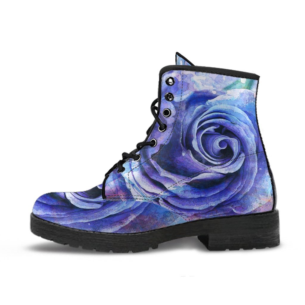 Combat Boots - Beautiful Purple Roses | Custom Shoes Purple 