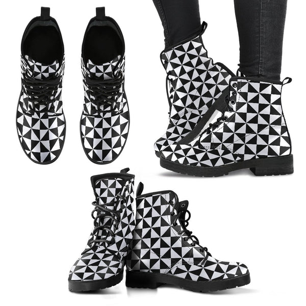 Combat Boots-Black and White Series 106 Vegan Leather