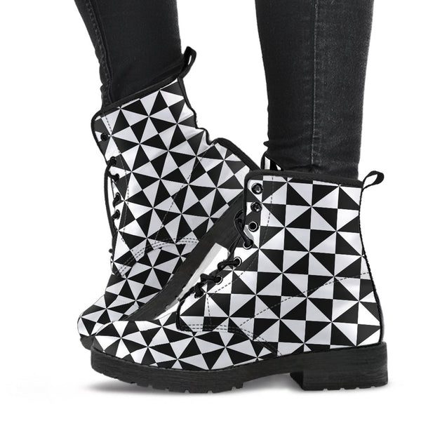 Combat Boots-Black and White Series 106 Vegan Leather