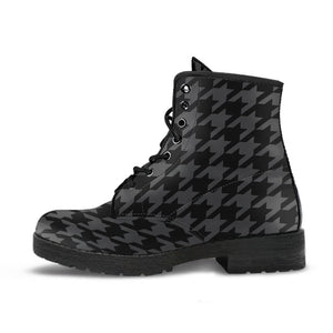 Combat Boots - Black Houndstooth | Goth Boots Gothic Boots