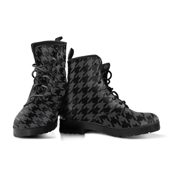 Combat Boots - Black Houndstooth | Goth Boots Gothic Boots
