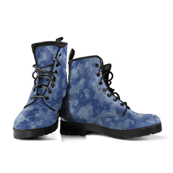 Combat Boots - Blue Camouflage | Boho Shoes Handmade Lace Up