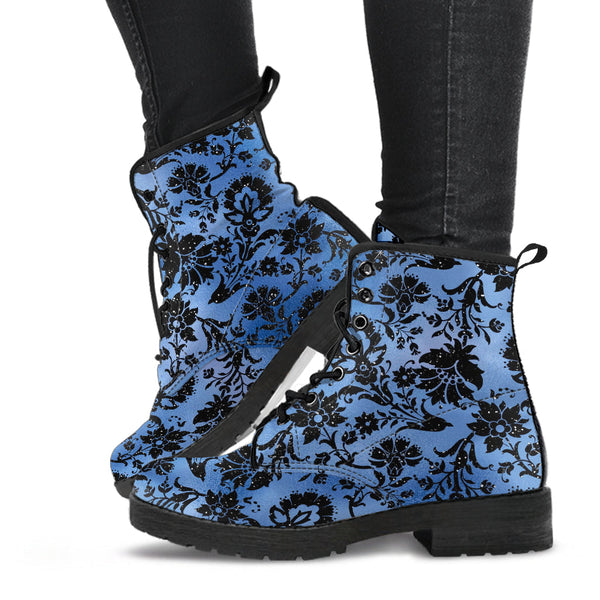 Combat Boots - Blue Pattern #101 | Unisex Adult Shoes Vegan