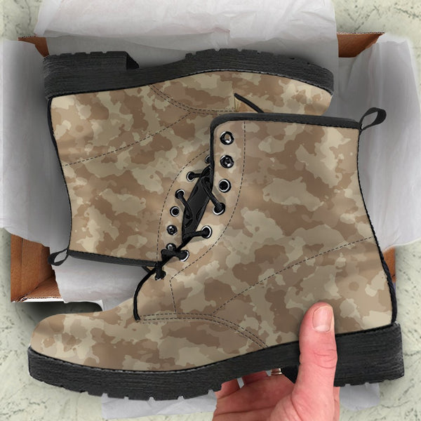 Combat Boots - Brown Camouflage | Boho Shoes Handmade Lace 
