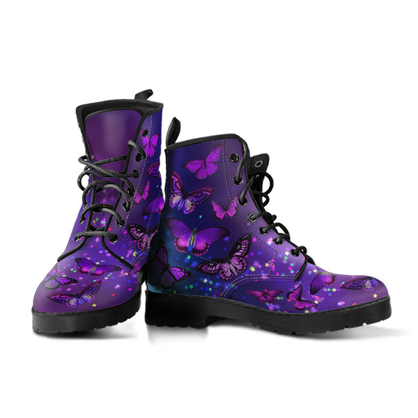 Purple Boots Butterfly Shoes #104 Purple | Combat Boots