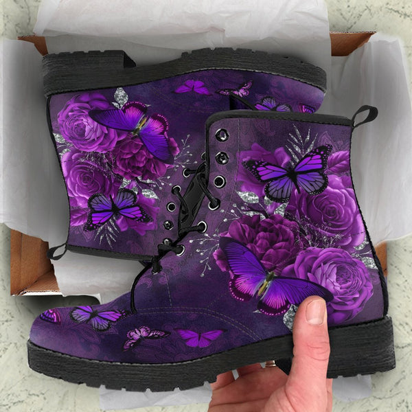 Purple Boots - Butterfly Shoes #106 Purple | Combat Boots
