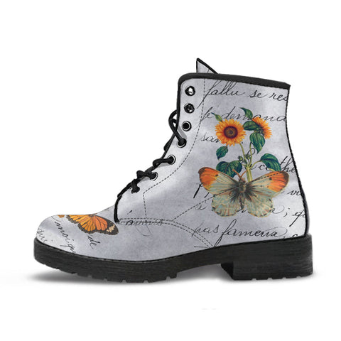 Combat Boots - Butterfly Shoes #108 Vintage Sunflowers | 