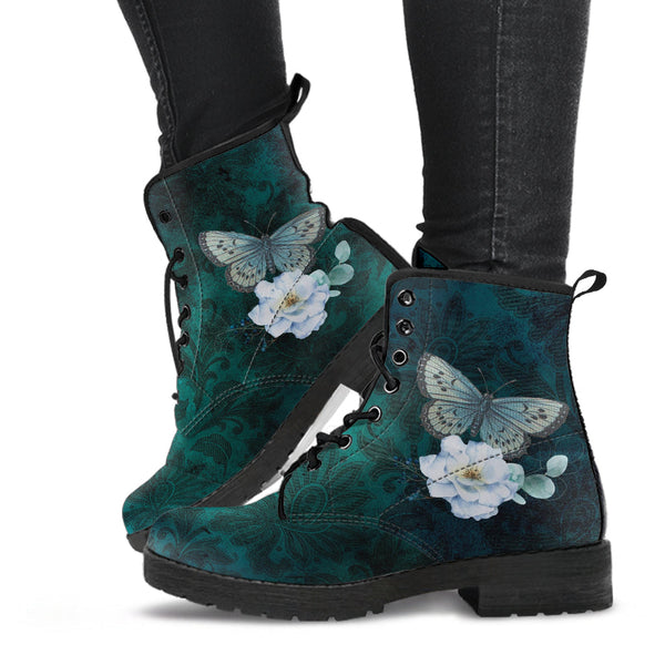Combat Boots - Butterfly Shoes #109 Vintage | Green Custom 