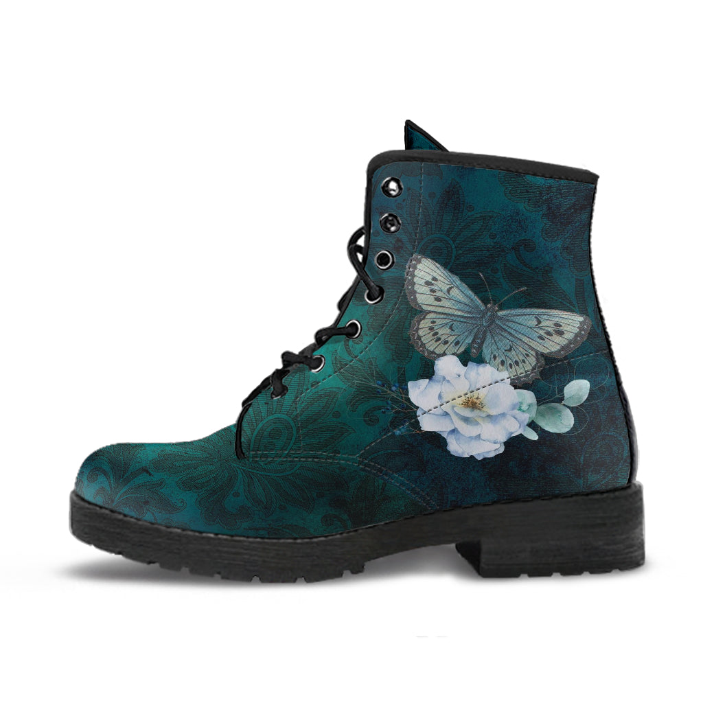 Combat Boots - Butterfly Shoes #109 Vintage | Green Custom 