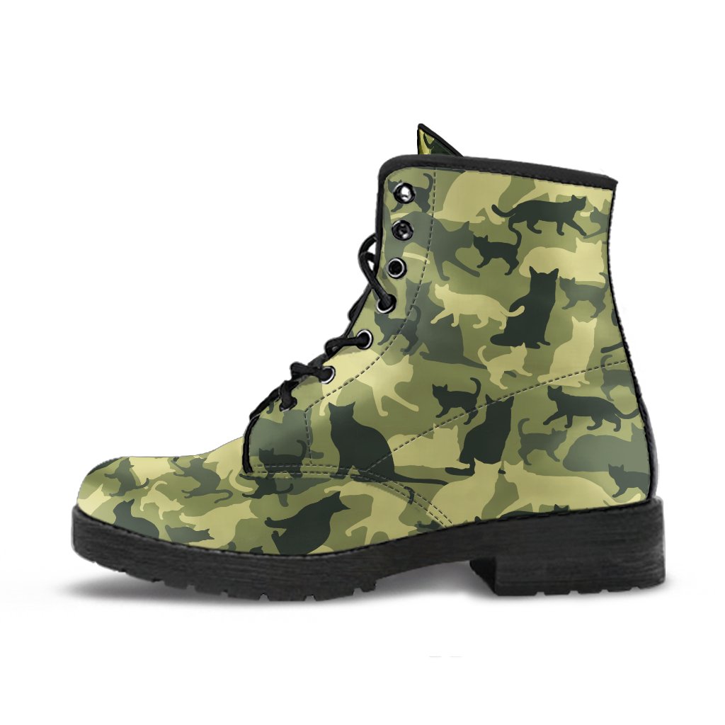 Combat Boots - Cat Camouflage | Boho Shoes Handmade Lace Up 