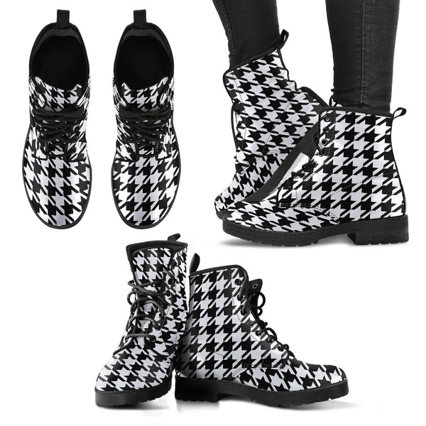 Combat Boots - Classic Black & White Houndstooth | Black and