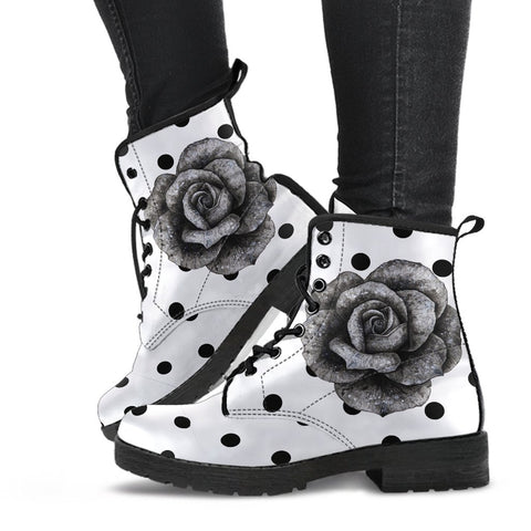 Combat Boots - Classic Rose Polka Dots | Boho Shoes Handmade