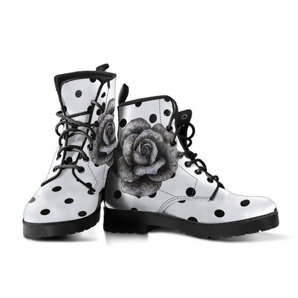 Combat Boots - Classic Rose Polka Dots | Boho Shoes Handmade