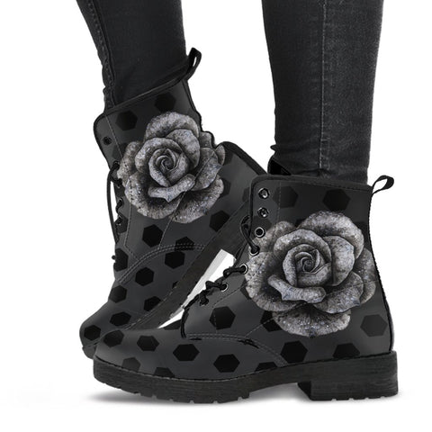 Combat Boots - Classic Roses | Boho Shoes Goth Boots Gothic 