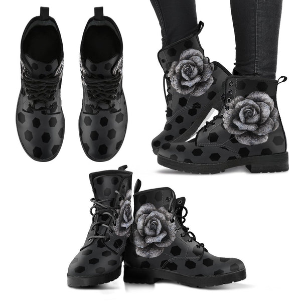Combat Boots - Classic Roses | Boho Shoes Goth Boots Gothic 
