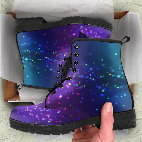 Combat Boots - Colorful Bokeh Rainbow Stars | Custom Shoes 