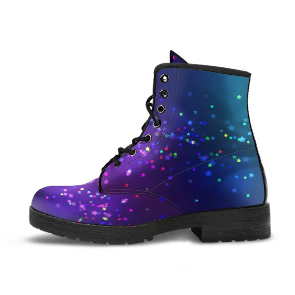 Combat Boots - Colorful Bokeh Rainbow Stars | Custom Shoes 