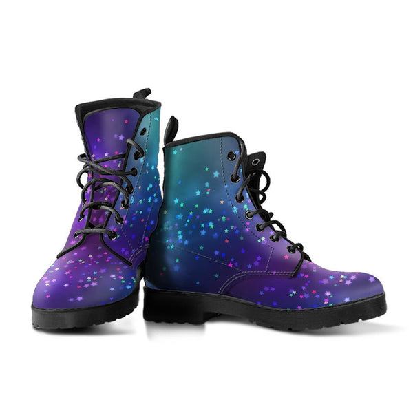 Combat Boots - Colorful Bokeh Rainbow Stars | Custom Shoes 