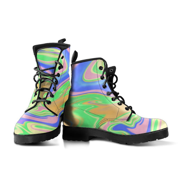 Combat Boots - Colorful Marble Art | Boho Shoes Handmade 