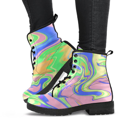 Combat Boots - Colorful Marble Art | Boho Shoes Handmade 