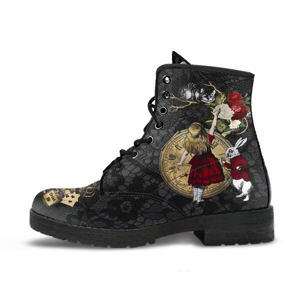 Combat Boots (custom design)-Alice in Wonderland #34 Red