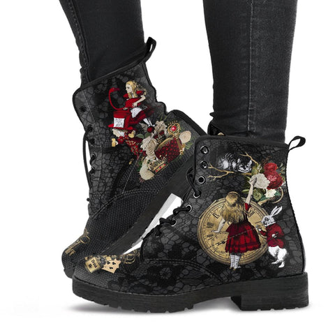 Combat Boots (custom design)-Alice in Wonderland #34 Red