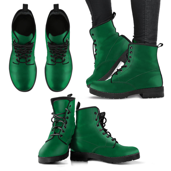 Combat Boots - Dark Green | Vegan Leather Lace Up Handmade