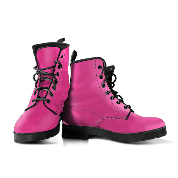 Combat Boots - Dark Pink | Pink Flat Boots Vegan Leather