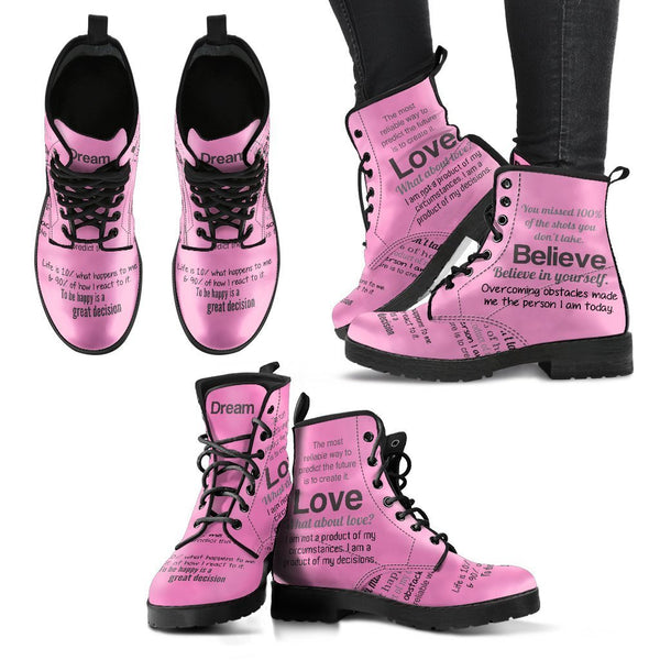 Combat Boots - Dream Love Believe | Boho Shoes Handmade Lace