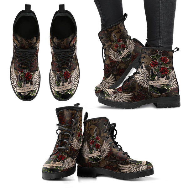 Combat Boots - Electric Guitar #11 Skulls & Roses Background