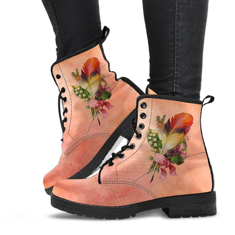 Combat Boots - Feather Quills | Boho Shoes Custom Shoes 