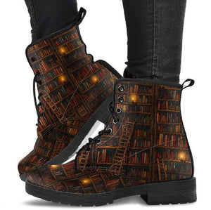 Combat Boots for Women - Books | Unique Custom Faux Leather