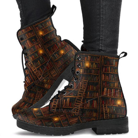 Combat Boots for Women - Books | Unique Custom Faux Leather