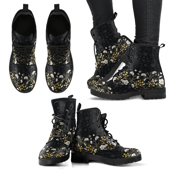 Combat Boots for Women - Floral Pattern 2 Handcrafted Boots