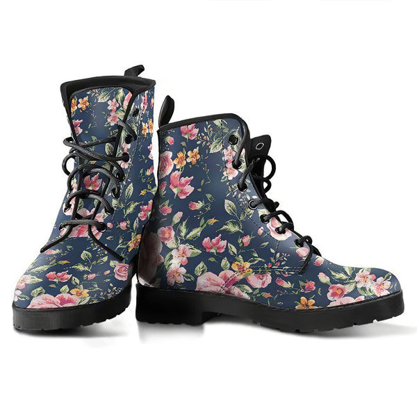 Combat Boots for Women - Floral Pattern 2 Handcrafted Boots