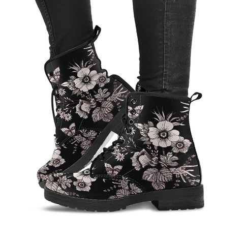 Combat Boots for Women - Flowers Handcrafted Boots | ACES