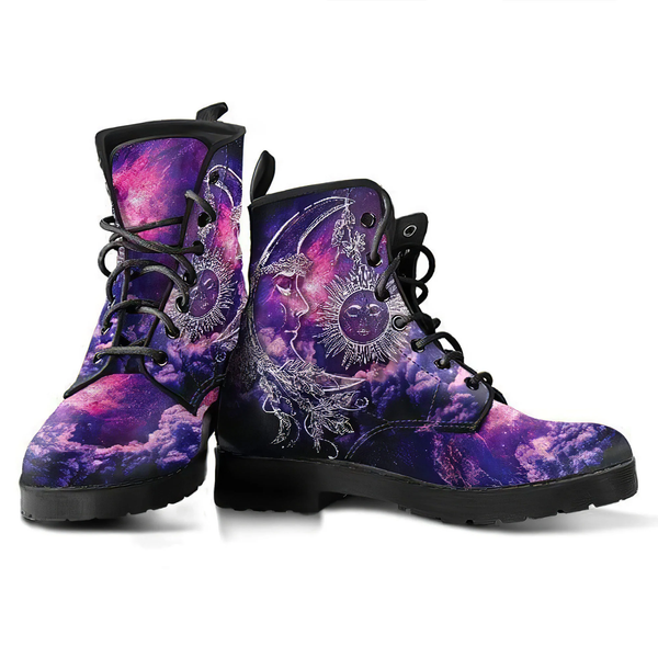 Combat Boots for Women - Galaxy Sun Moon 4 Handcrafted