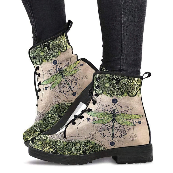 Combat Boots for Women - Green Dragonfly Handcrafted Boots |