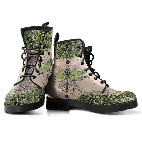 Combat Boots for Women - Green Dragonfly Handcrafted Boots |