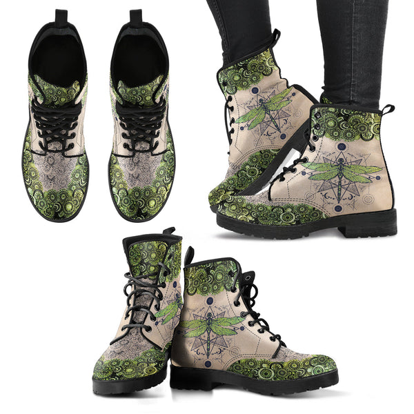 Combat Boots for Women - Green Dragonfly Handcrafted Boots |