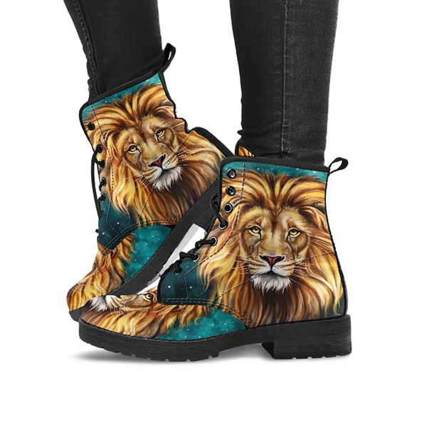 Combat Boots for Women - Lion | Unique Custom Faux Leather