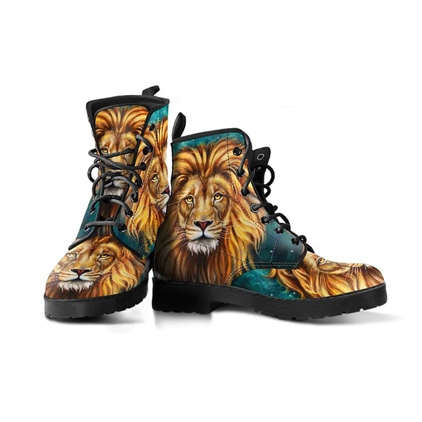 Combat Boots for Women - Lion | Unique Custom Faux Leather